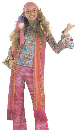 verhuur - carnaval - R&R-FlowerPower-60&70 - hippiedame roze